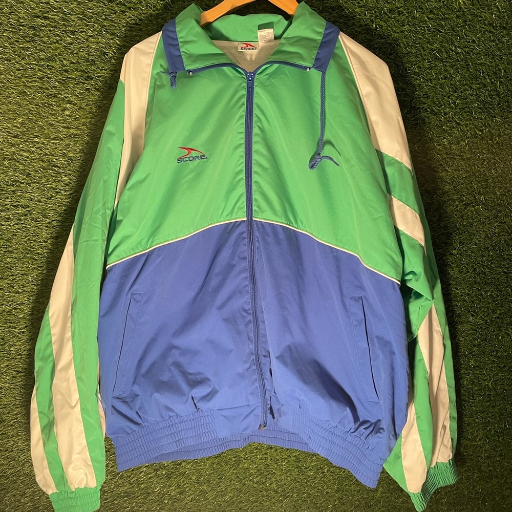 Vintage Score Soccer Full Warm up suit Matching Track Jacket and Pants SOFT